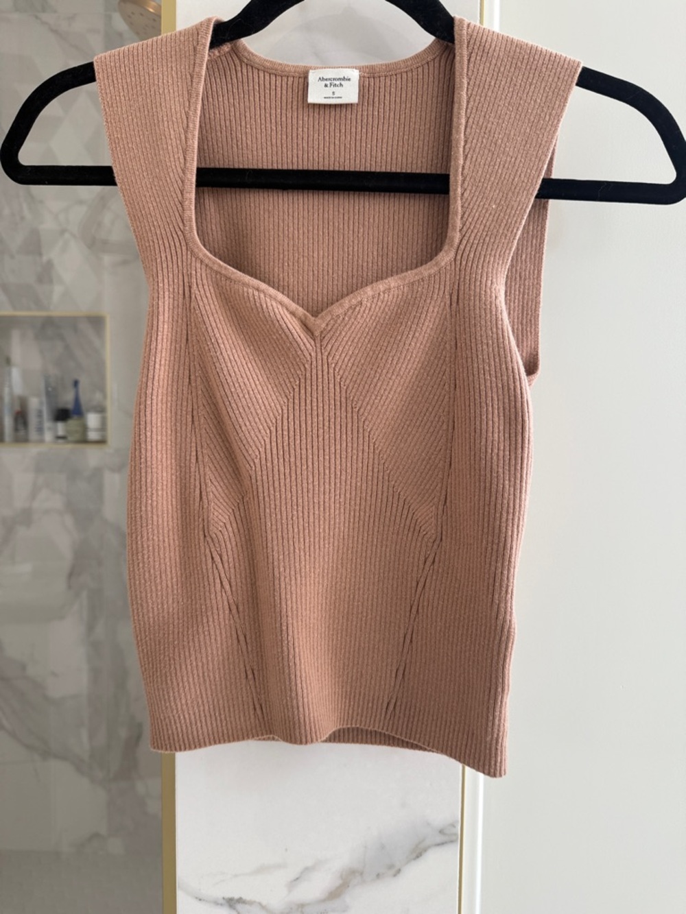 Abercrombie & Fitch Ribbed Tank in Dusty Rose